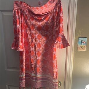 Cabana Life Pink and White Long Sleeve Dress